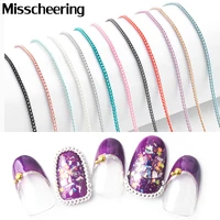 12 colors metal nail art chains metallic punk striping line stainless steel chain 3d decorations diy tools manicure accessories