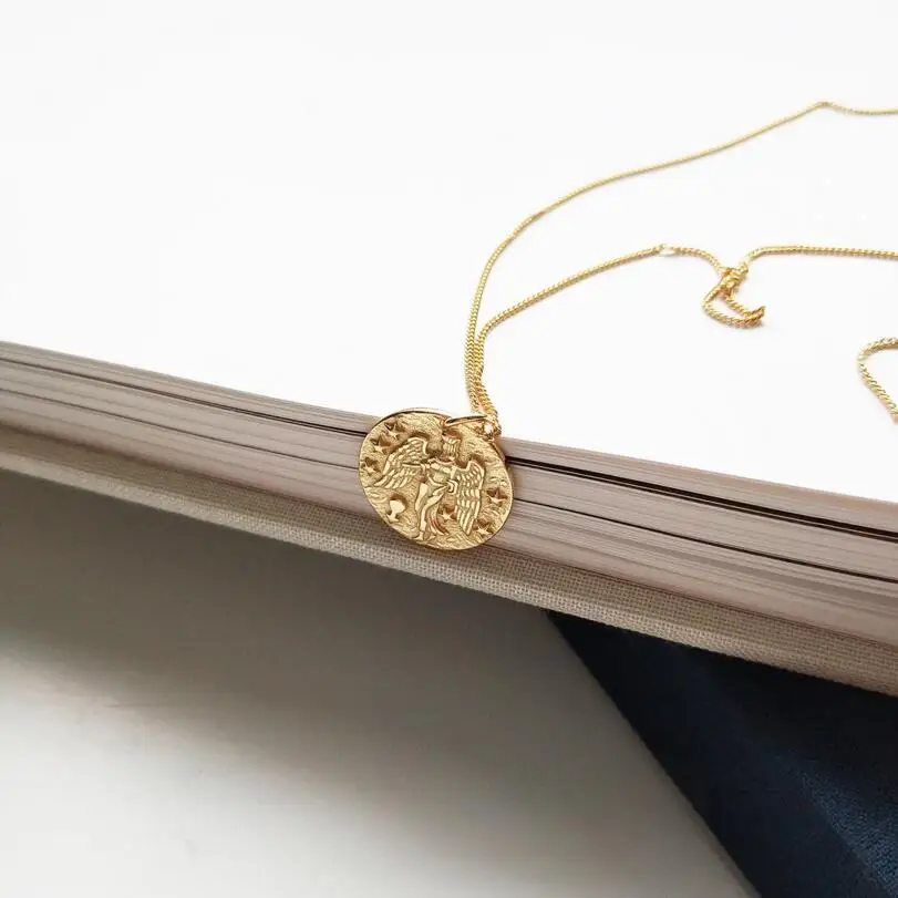 Золотое круглое ожерелье с кулонами в виде монет 925 пробы серебряная дисковая