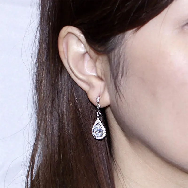 Павлин звезда 2 карата груша слеза капля Свадебные фотосеребряные серьги