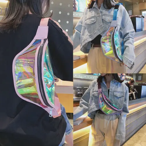 Женская прозрачная поясная сумка с лазерным рисунком праздничный кошелек на