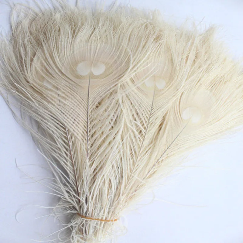 

Free shipping wholesale high quality 10pcs Rare beige natural peacock feather 25-30cm / 10-12inch decorative diy