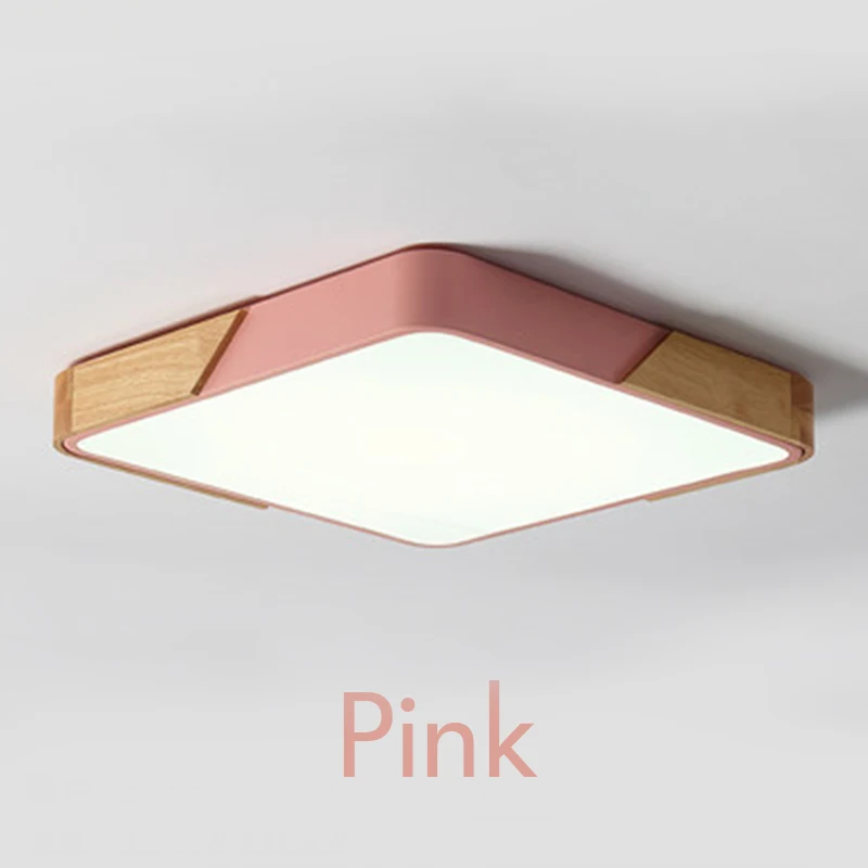 Pink Комнатный светодиодный потолочный светильник с пультом дистанционного управления современный дом деко скандинавский деревянный потолочный светильник квадратное Домашнее освещение гостиная - Цвет корпуса: Pink