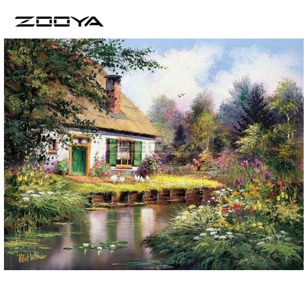 ZOOYA Алмазная вышивка 5D пейзаж &quotсделай сам&quot алмазная живопись лес дом