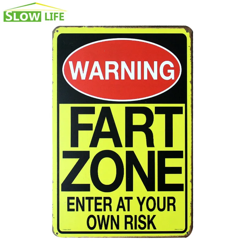 Предупреждение Fart Zone металлическая жестяная вывеска для декора стен винтажный