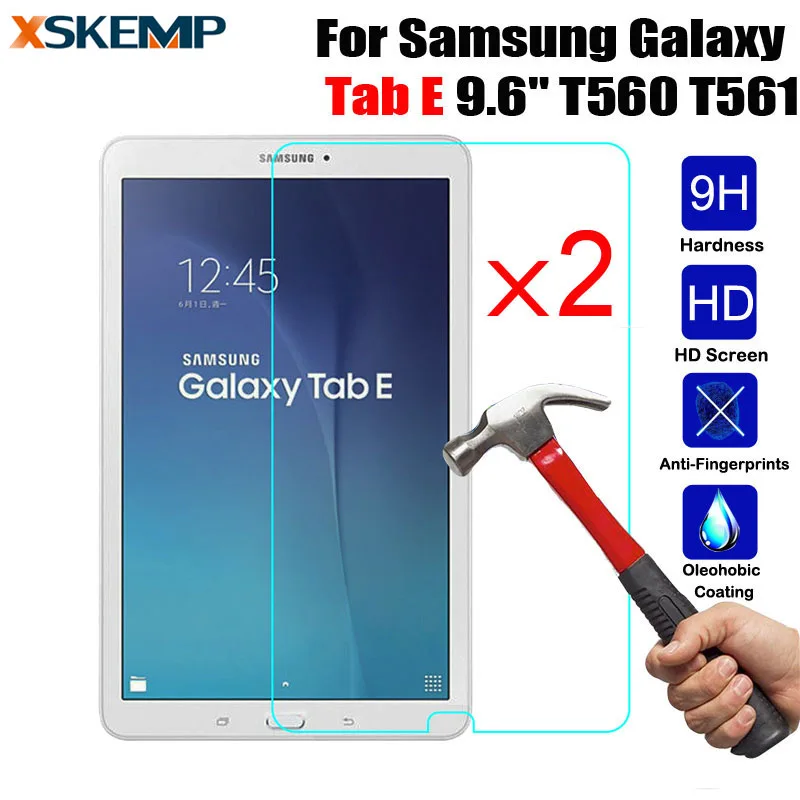 Закаленное стекло для защиты экрана 2 шт./лот планшетов Samsung Galaxy Tab E 9 6 дюйма SM-T560/T561