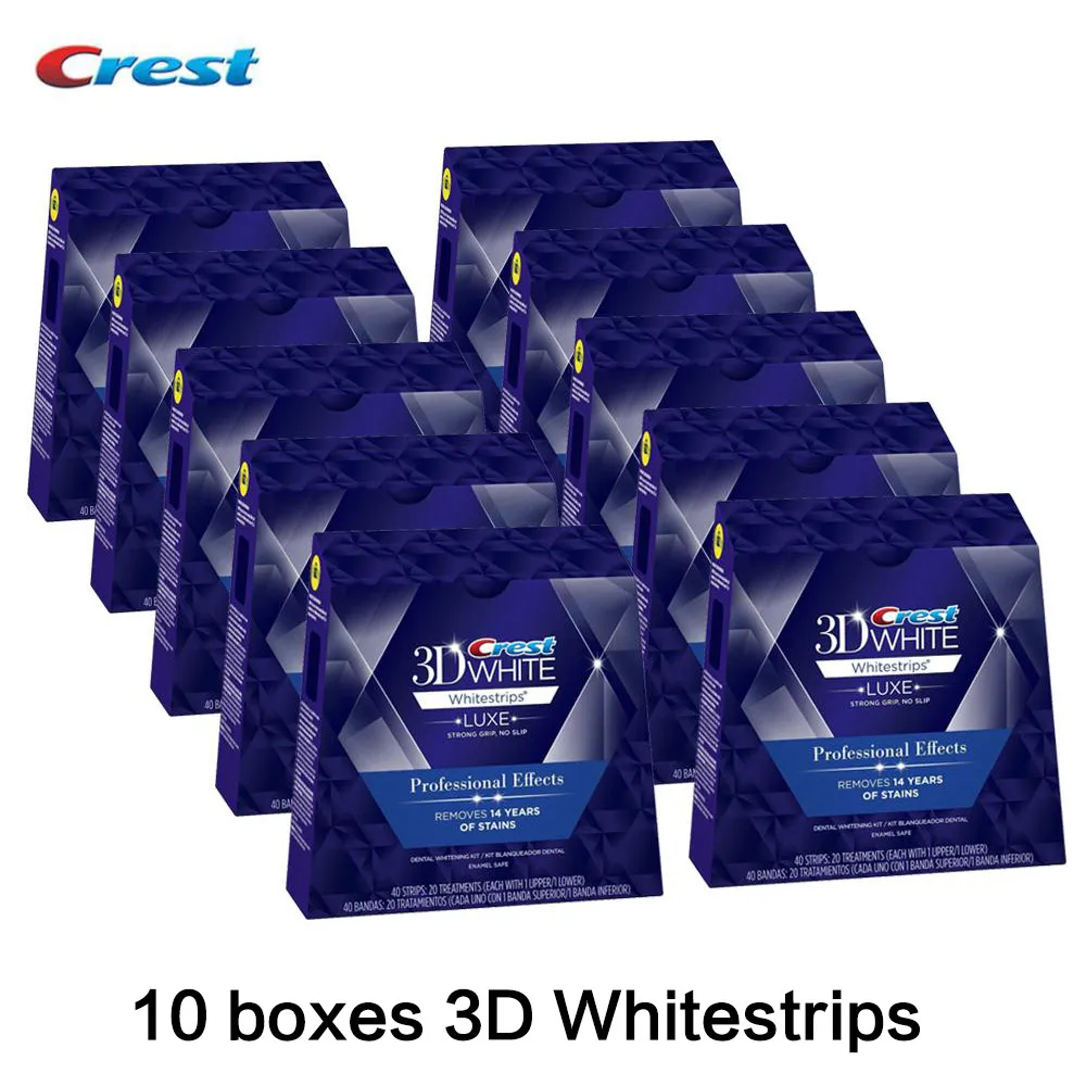 Crest 3D Белый Люкс отбеливания зубов 1 коробки = 20 мешков/40 полосок оригинальные профессиональные эффекты гигиена полости рта - Цвет: 10 boxes