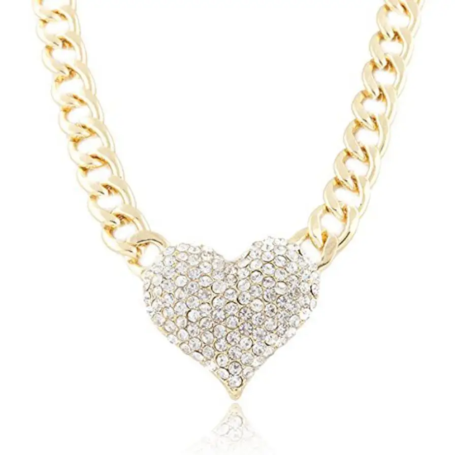Светло-желтый, золотистый цвет Bling-World новые модные популярные женские 3D подвеской в форме сердца с 16 дюймов Регулируемый звено цепи Цепочки и ожерелья для Для женщин Sep7 - Окраска металла: Светло-желтый, золотистый цвет