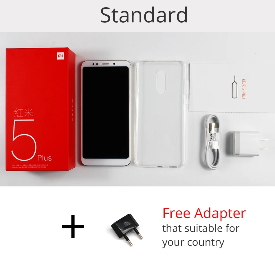Оригинальный Xiaomi Redmi 5 Plus rom 4 Гб ram 64 Snapdragon 625 Octa Core 99 &quot18:9 полный экран 4000 мАч 12.0MP