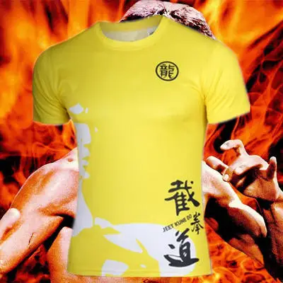 Цвет: желтый Брюс Ли Jeet Kune Do Гидрокостюмы в стиле MMA компрессионная футболка мужской/женский/детский/Crossfit футболка с короткими рукавами футболка кунг-фу - Цвет: Цвет: желтый