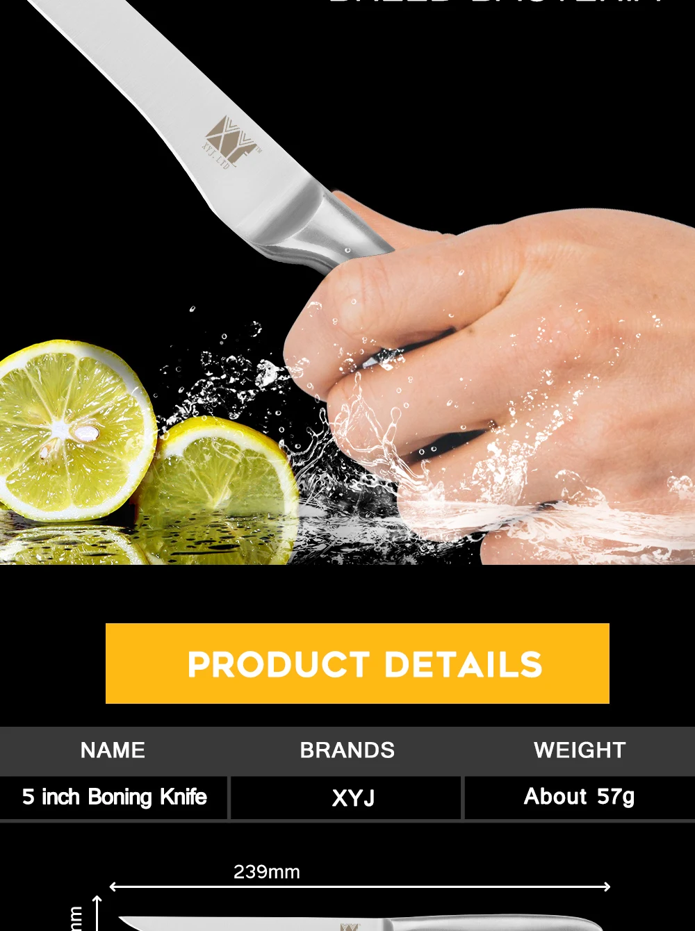 XYj 5 inch Boning Knives Stainless Steel Chef Kitchen Knife Super Durable Sharp Blade Non-Slip Handle Kitchen Cooking Tools