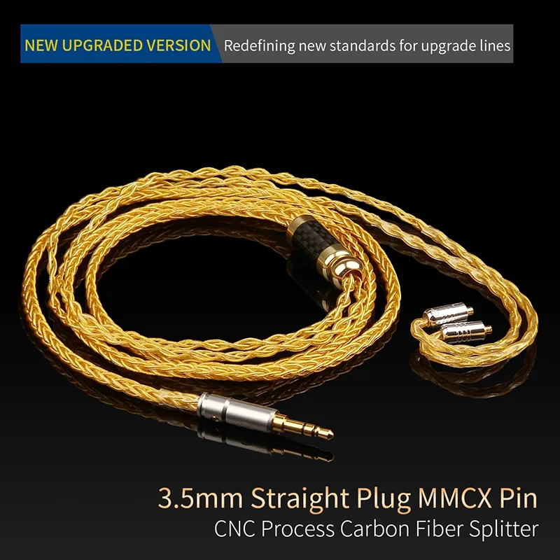 3.5mm-MMCX Qyfang 1,2 m 8 ядро из чистого золота покрытием наушники Обновление кабель провода 3,5/4,4 мм разъем MMCX/0,78 булавки аудио разъем для SE846 W4R UM3X - Цвет: 3.5mm-MMCX