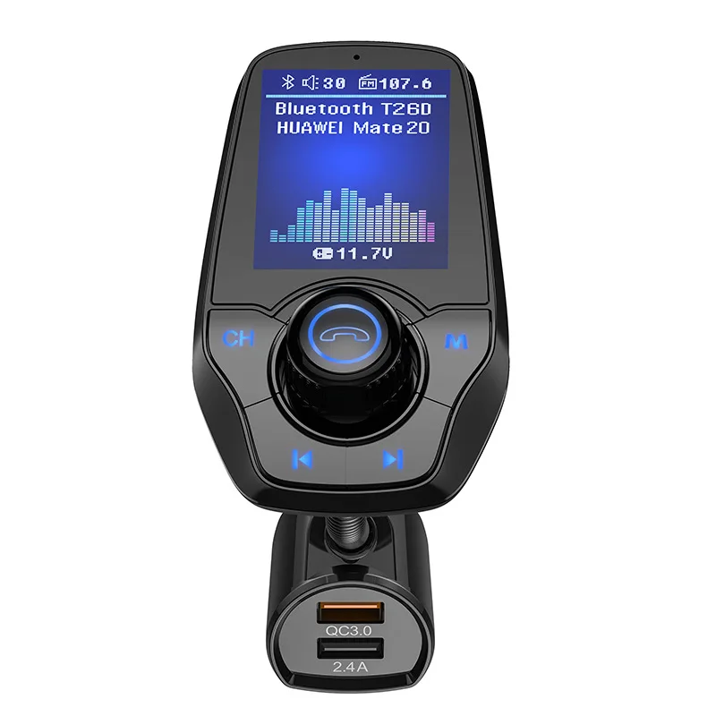 T26D Автомобильный MP3 цветной большой экран Беспроводная связь Bluetooth fm-launcher QC3.0