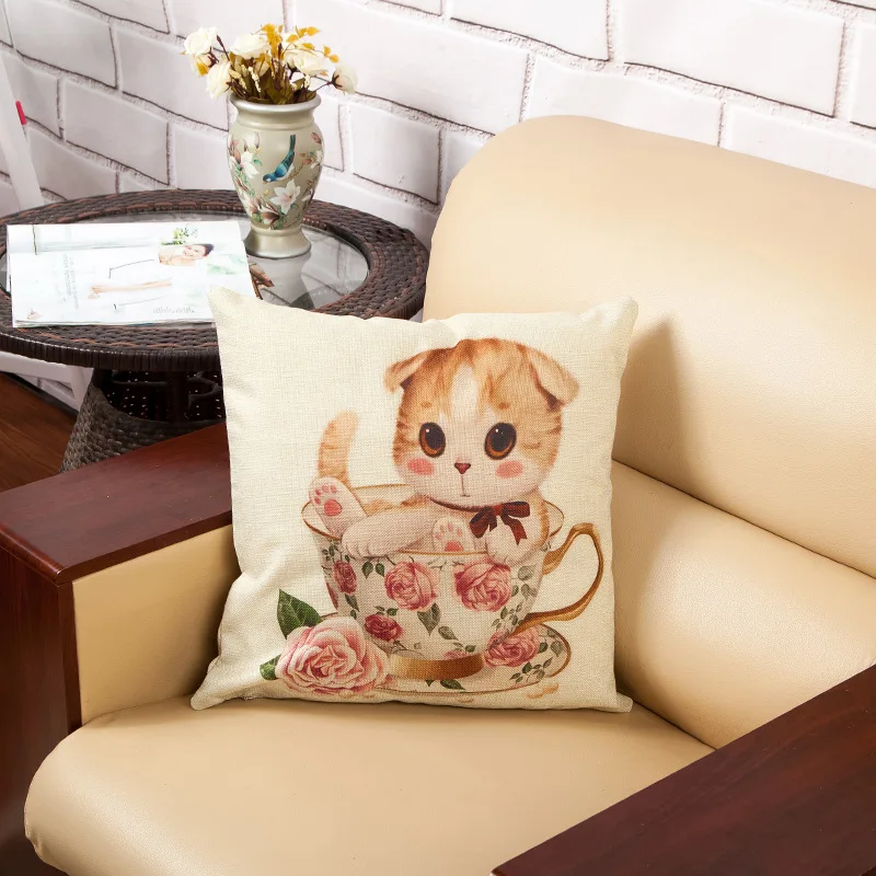 Симпатичный чехол подушка в виде кошки милый мультяшный для домашней детской