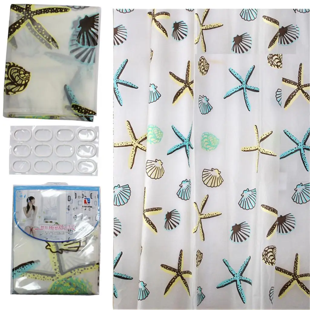 

Classic Sea Shell PEVA Bathroom Waterproof Mildew Proof Shower Curtain seashell bathroom fashion stylish