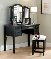 American - style solid wood vanity French retro folding vanity mirror makeup table black and white bedroom furniture