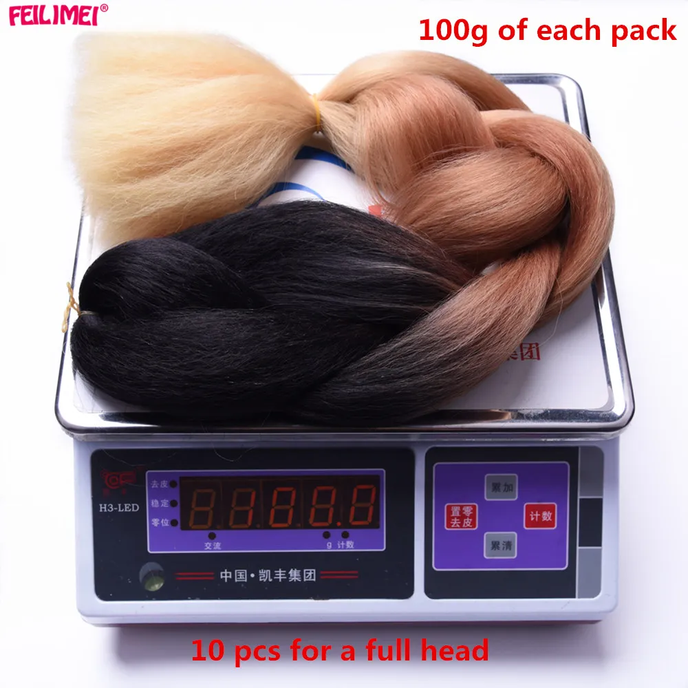 Feilimei блонд Джамбо плетение Наращивание волос Синтетические 24 &quot(60 см) 100 г/шт.