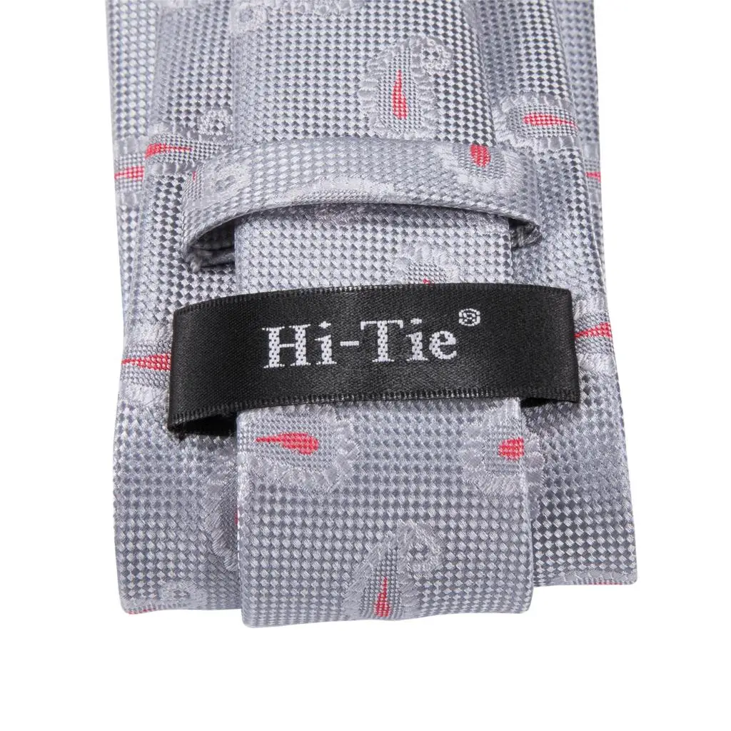 SN-3114 Hi-Tie 8 5 см 100% шелковые мужские галстуки Серебряный галстук с пейсли-бабочкой