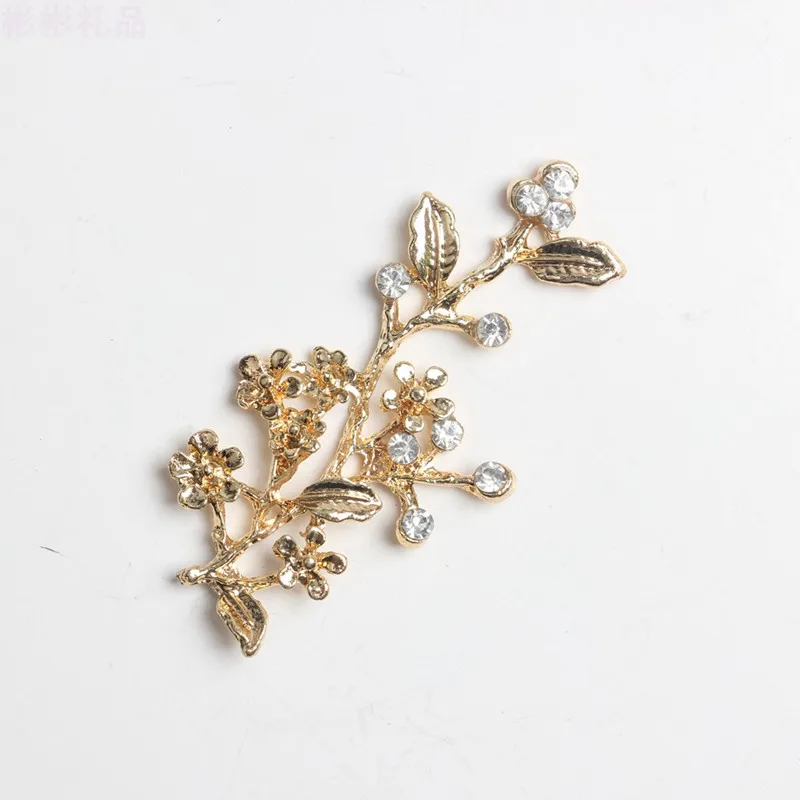 

10Pcs Gold Crystal Flower Alloy Flatback Buttons Embellishment For DIY Jewelry YLM9888