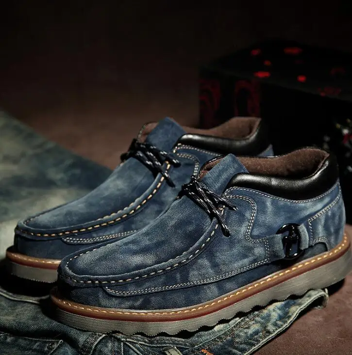 Брендовые 2018 натуральные кожаные повседневные зимние ботинки HUANQIU Мужская обувь