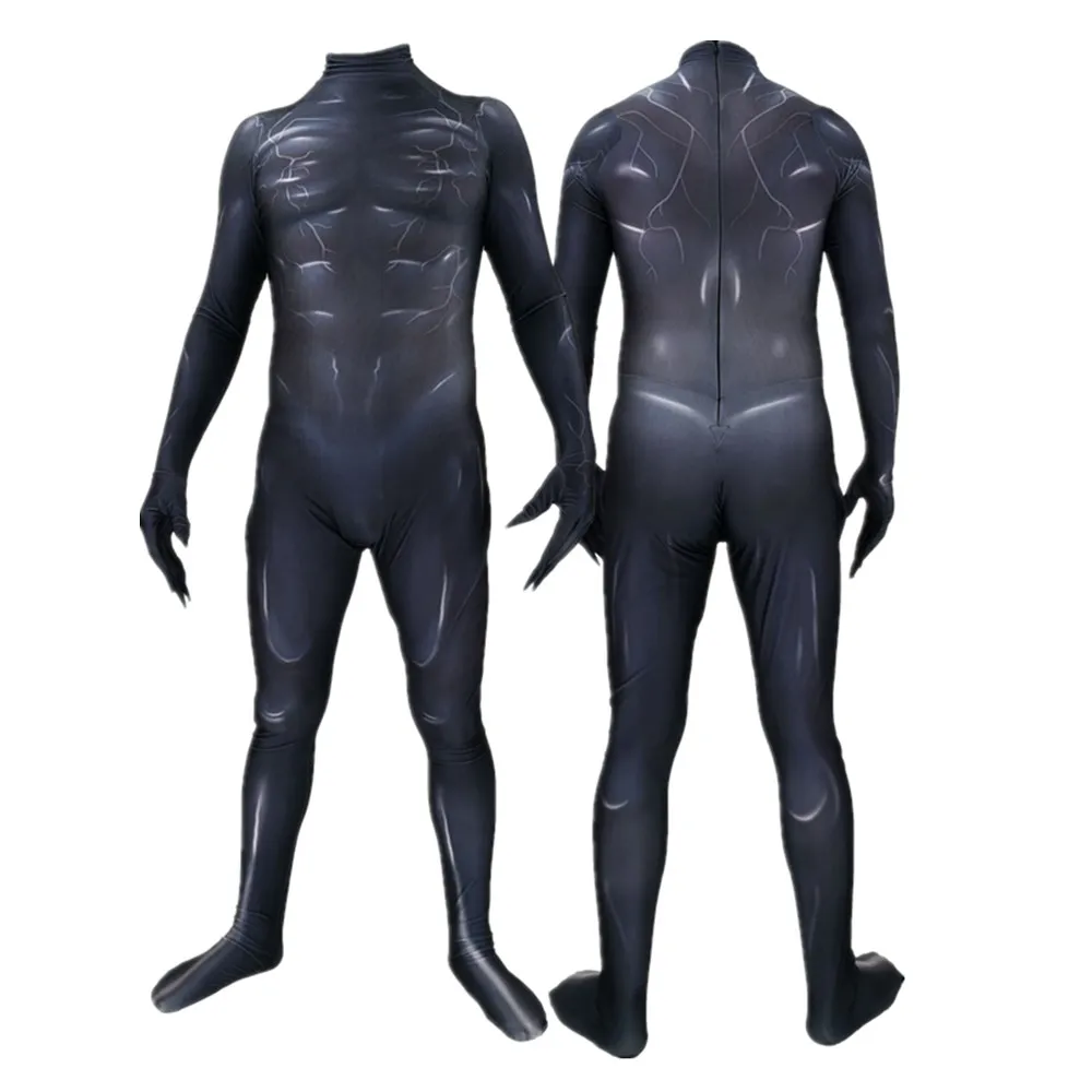 Jumpsuits Высокое качество Хищник Косплей Костюм с 3D принтом Хищник Базовый костюм комбинезон Хэллоуин+ латексные шапки - Цвет: Jumpsuits