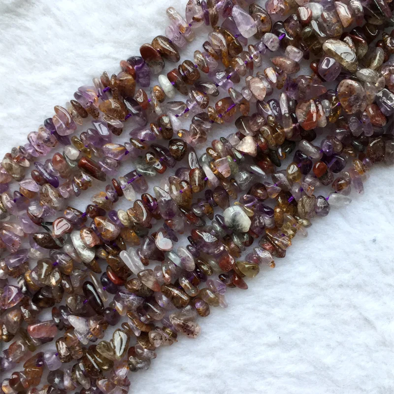Натуральные Подлинные Золотые фиолетовые титановые чипы Cacoxenite Nugget Loose Beads Fit Jewelry