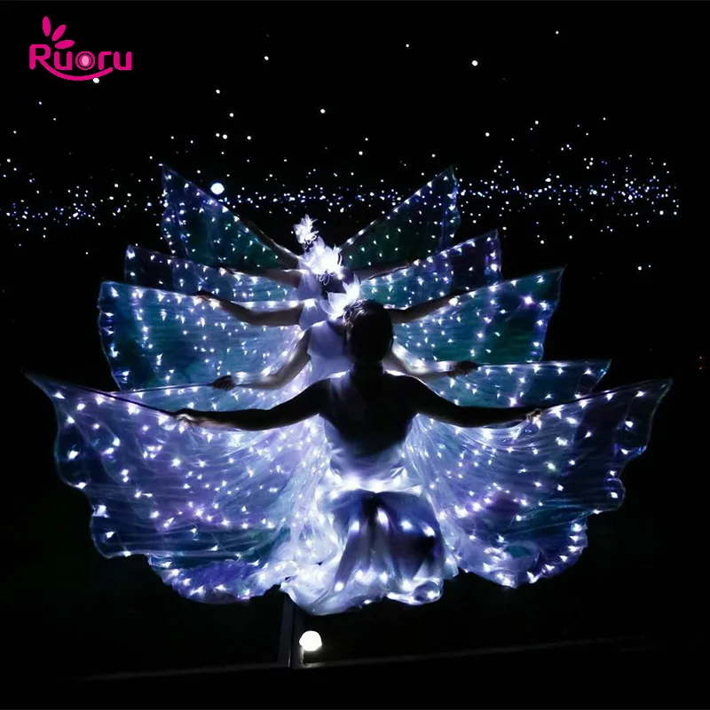 

Ruoru Belly Dance Led Isis Wings with Adjustable Sticks Accessories Stage Performance Props Shining White Led Wings 360 Degrees