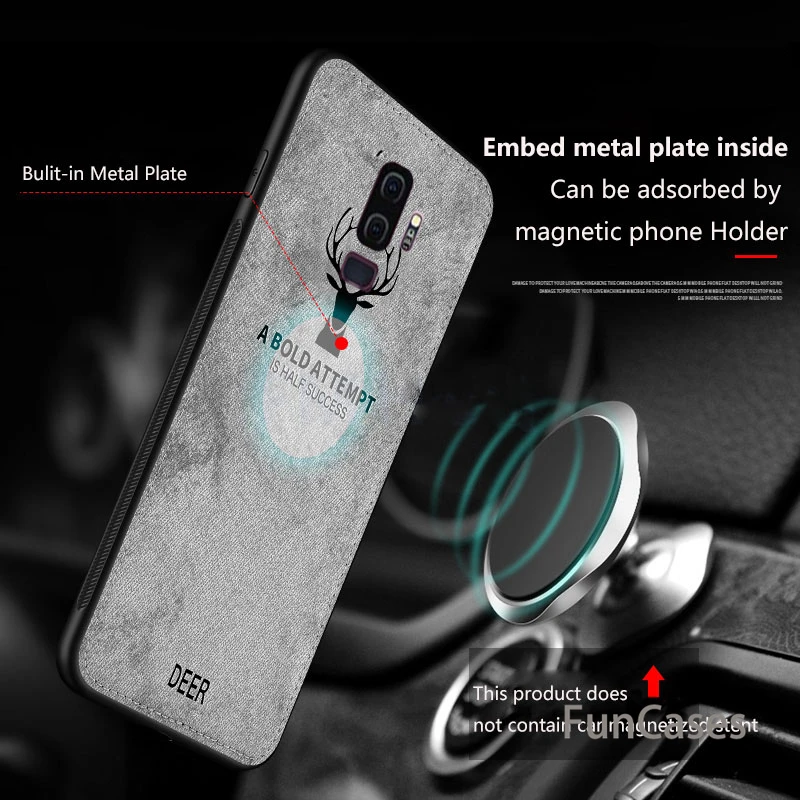 Текстура ткани олень 3D Мягкий ТПУ магнитный автомобильный чехол для samsung Galaxy S9 S8