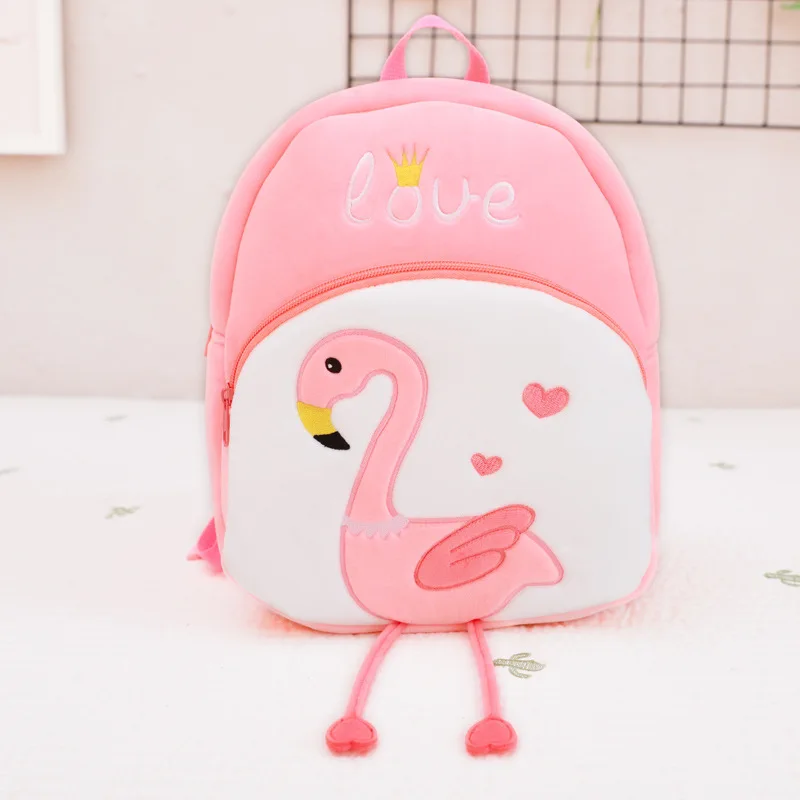 New Fashion Cute Animals Bag Kids Cartoon Plush Bags Child Backpack Schoolbag Baby Girl Kawaii Flamingo Children School Gift | Игрушки и