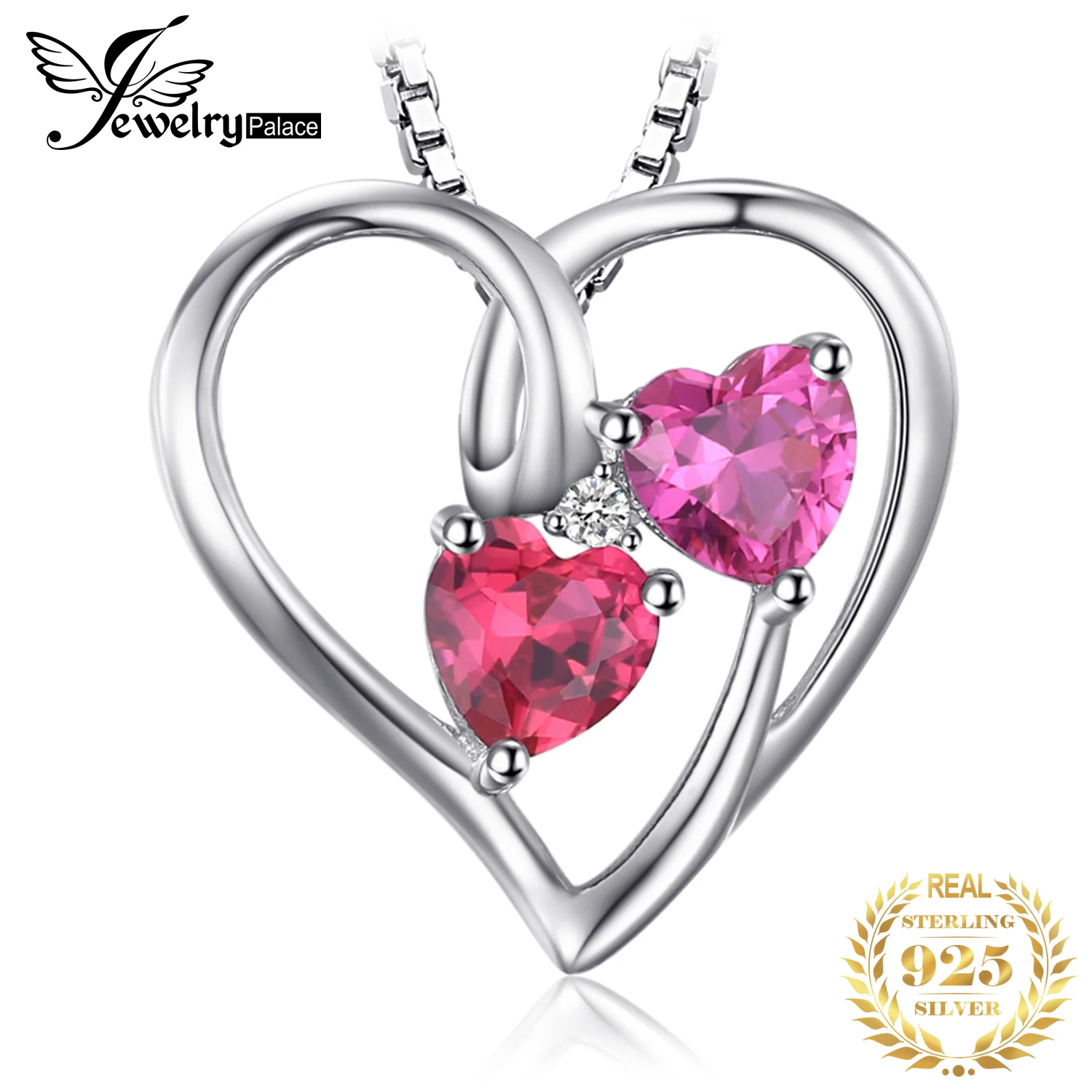 Jewelrypalace любовь 1.2ct сердца создано ruby розовый сапфир &quotКулон 925 Серебряная свадьба