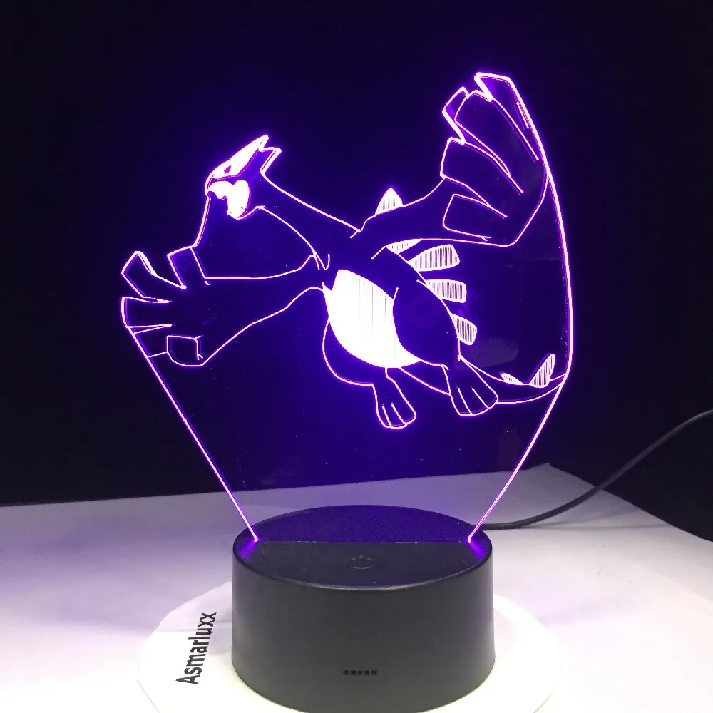 Pokemon Go Mimikyu Ho Oh Purrloin Magikarp Raikou Rayquaza Prinplup Politoed lugia мультфильм 3D лампа 7 цветов LED Декор