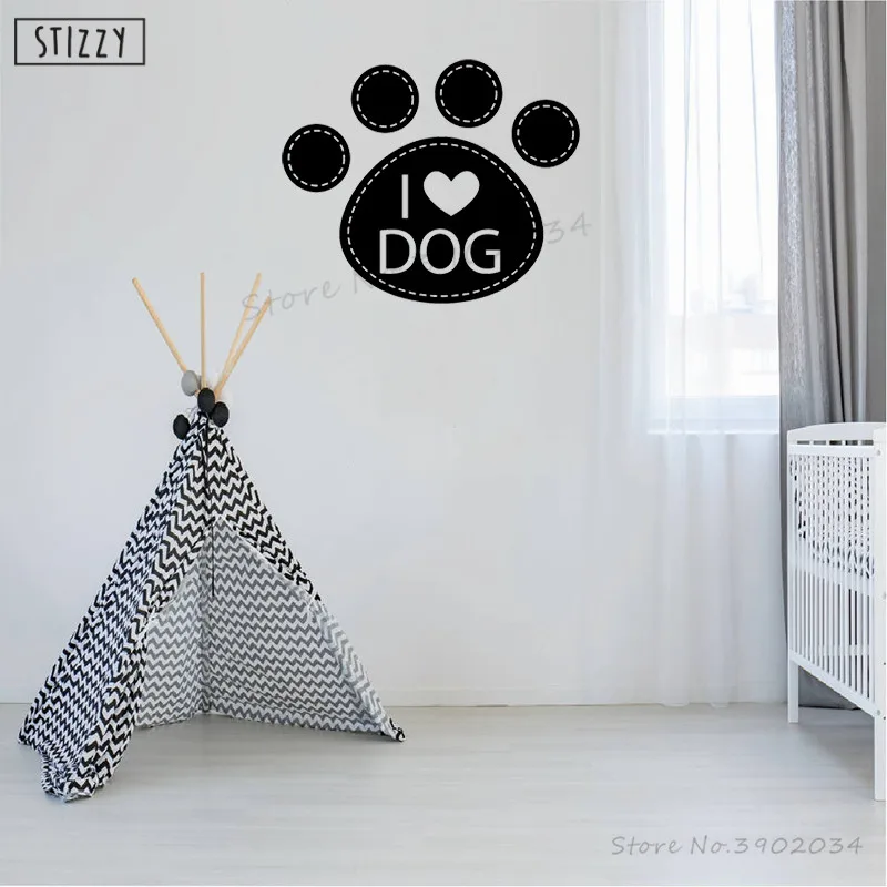 Настенная Наклейка stizzy Dog Paw Pattern Pet Shop виниловая настенная Цитата I Love салон для