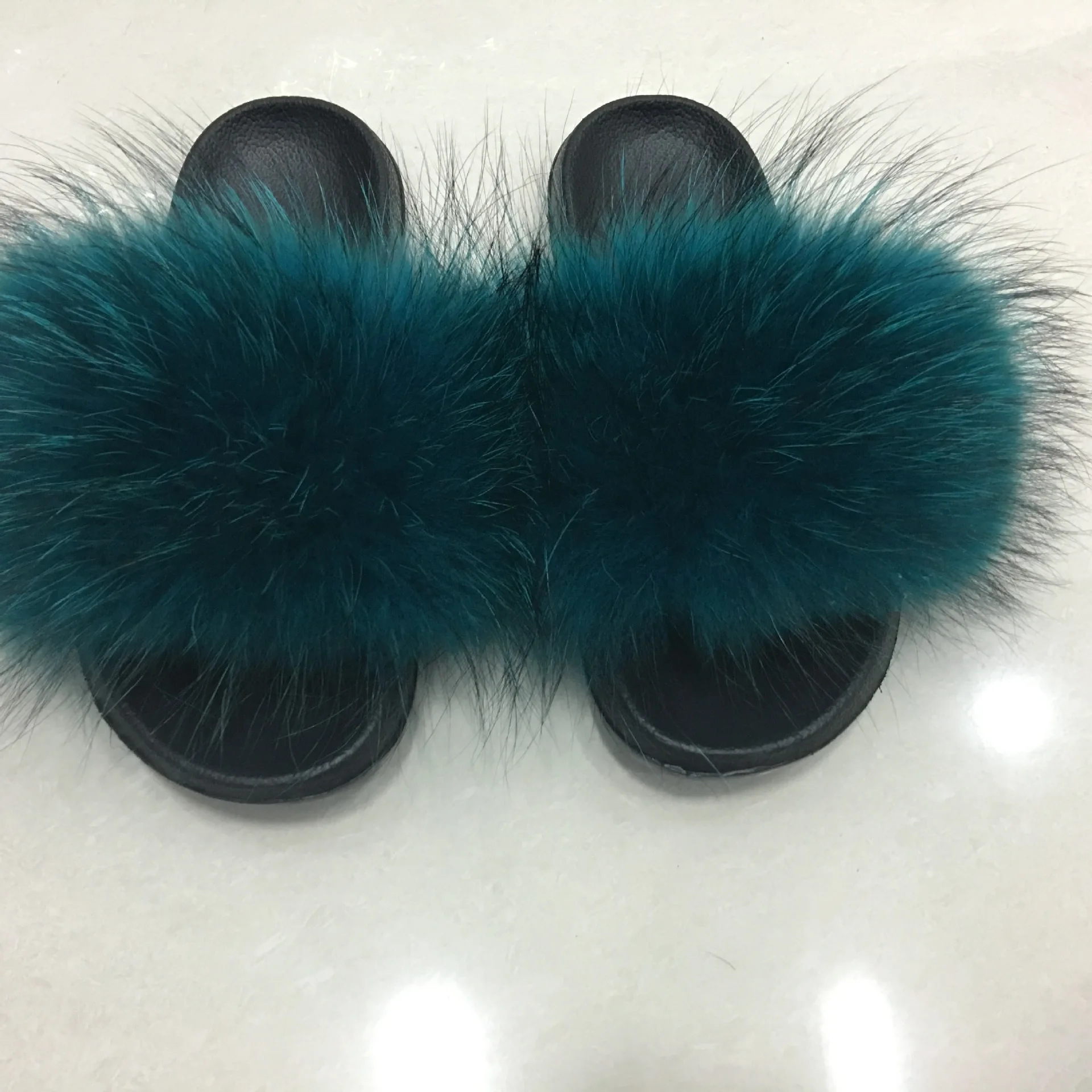fox fur slippers Г.; летние шлепанцы без задника с мехом лисы; милые плюшевые шлепанцы из натурального меха лисы; Роскошные модные пляжные шлепанцы; размеры 36-45 - Цвет: fox fur slippers