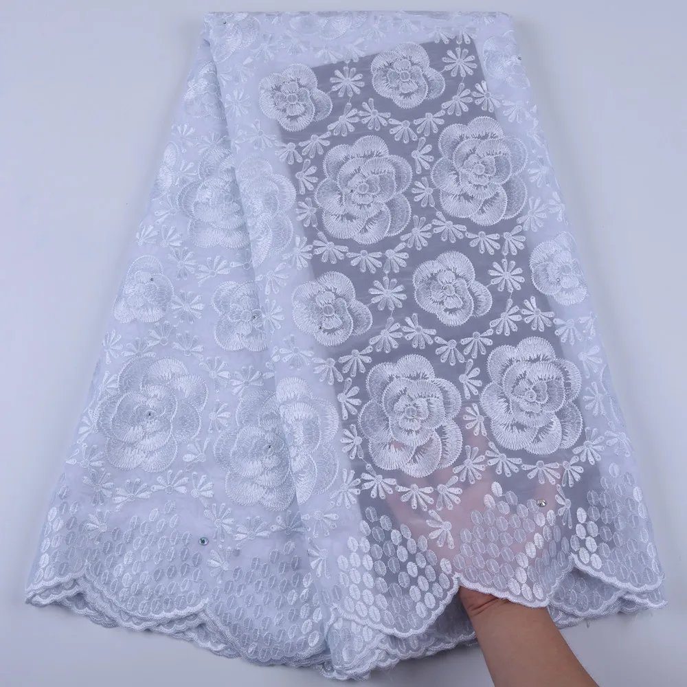 New Pure White Swiss Voile Lace In Switzerland Embroiderey African Dry Lace Fabric High Quality Nigerian Lace For Everyone A1681