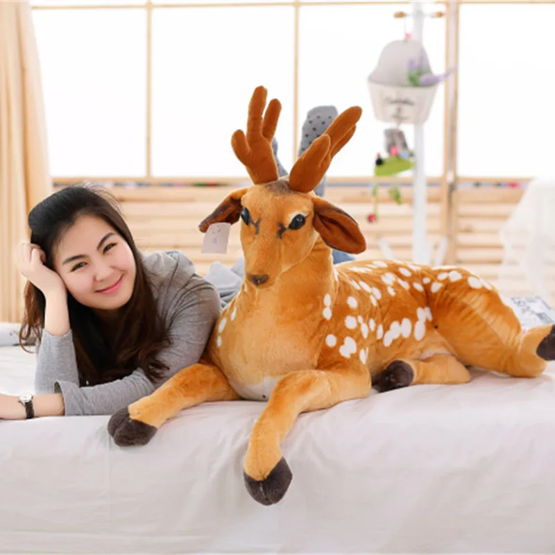 Гигантская Милая модель плюшевого животного игрушка мягкая подушка Kawaii Sika игрушечный Олень жираф детские подарки на день рождения ребенка реквизит для фотографий