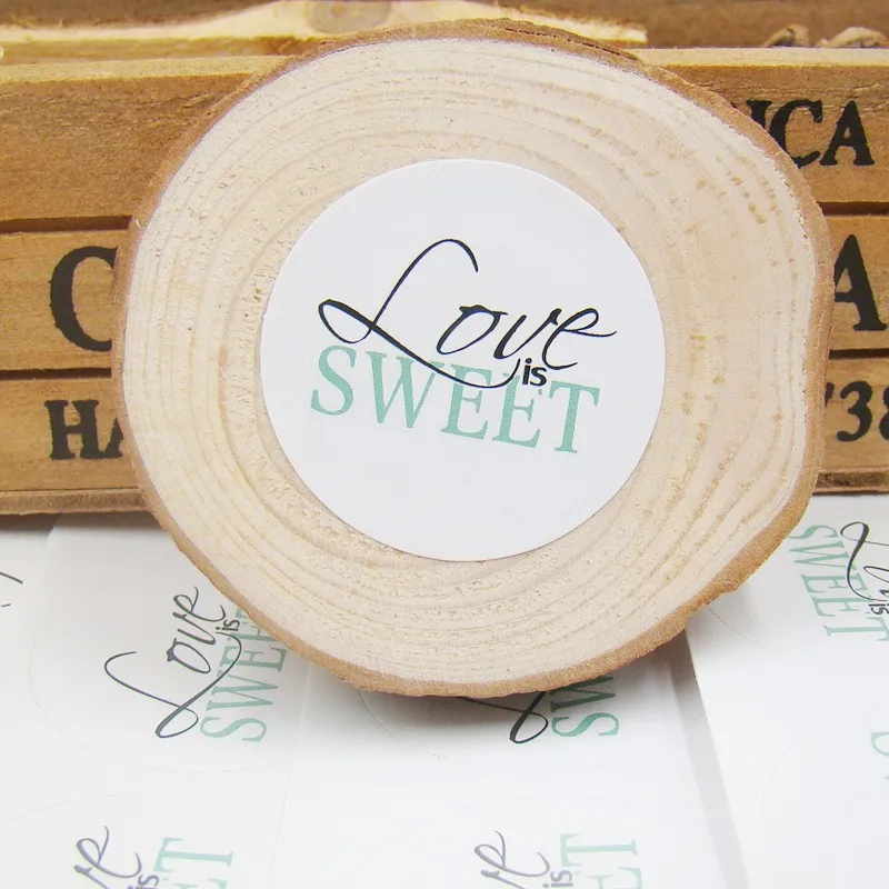 100 шт./лот, 3 см, "Love is Sweet", белые круглые этикетки, бумажные этикетки, запечатывающие скрапбук для подарка/выпечки/коробки/ювелирных изделий/торта