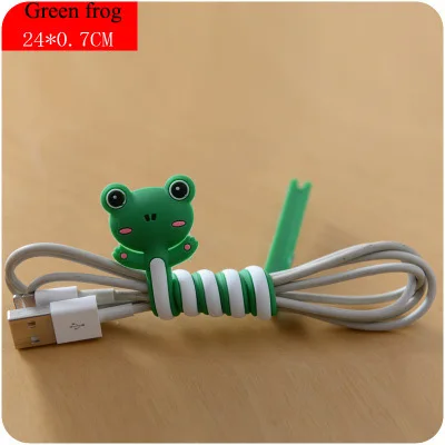Green frog 2 шт. милый мобильный телефон с мультяшками USB крепление кабеля провода Органайзер держатель гарнитуры Линии Зажим для намотки кабельные стяжки - Цвет: Green frog