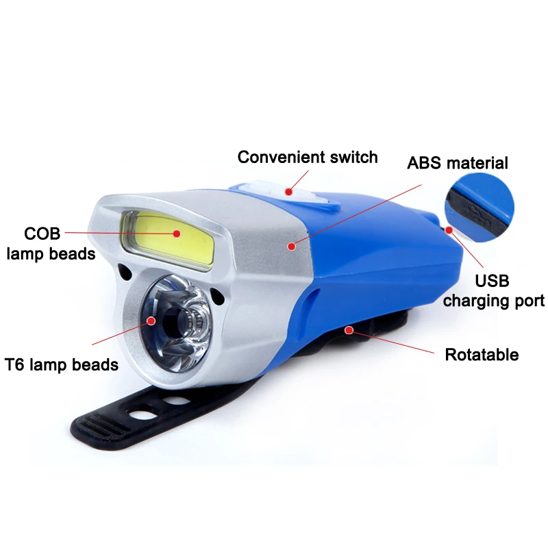 

Hot 1pcs Bicycle Headlight COB USB Charging IPX4 Waterproof High Brightness Night Riding Lamp DO2