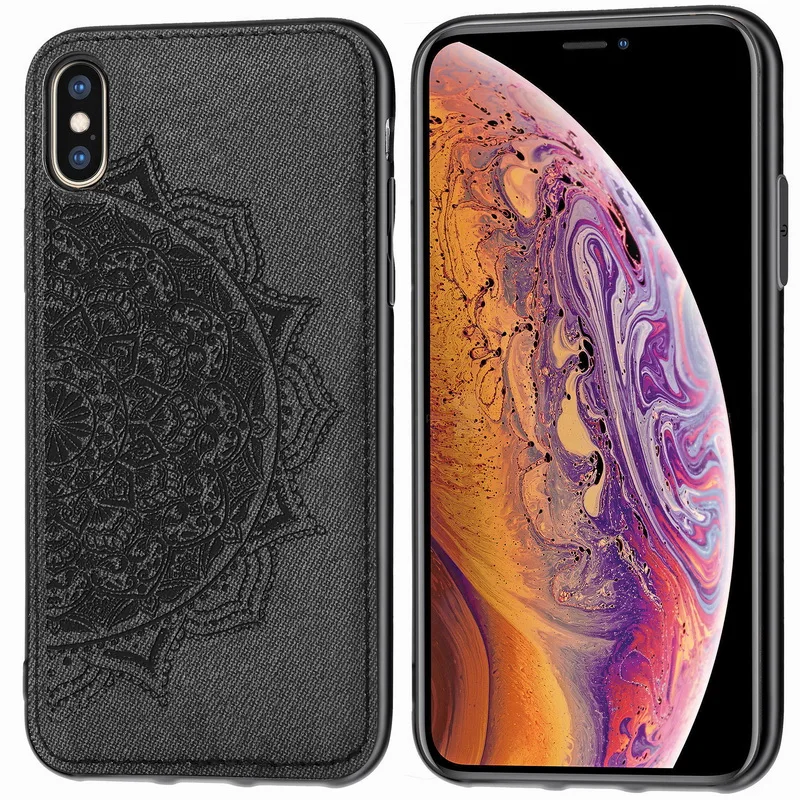 3D мандала, тканевый Жесткий Чехол для iPhone XS Max XR X 10, тонкий встроенный металлический лист, автомобильный держатель, чехол для iPhone 7 8 6 6s Plus
