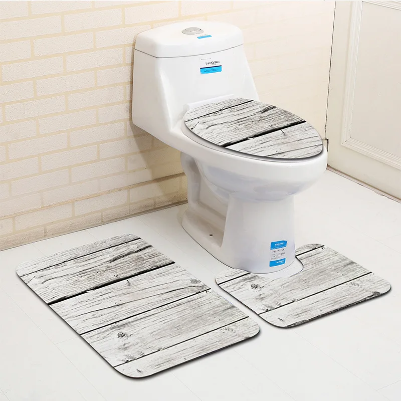 free shipping 3pcs classc banyo wood grain bathroom carpet toilet u type bath mat set non slip tapis salle de bain alfombra bano free global shipping