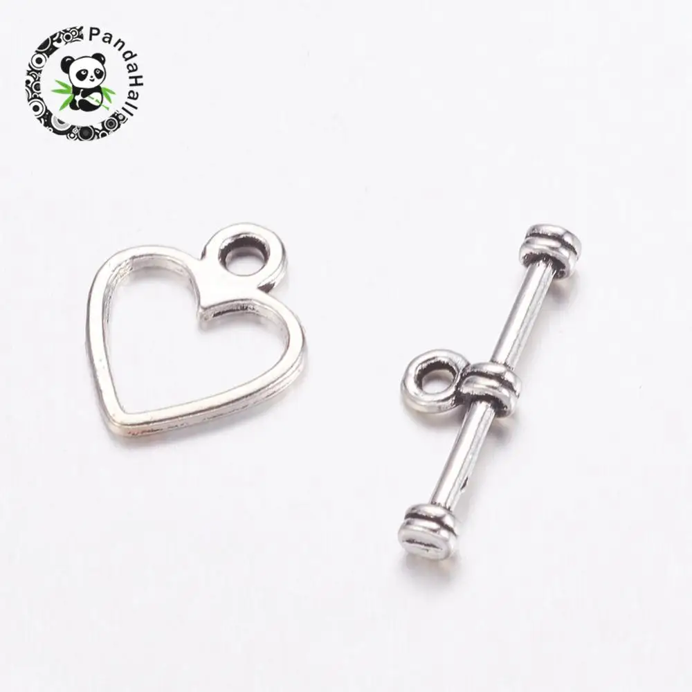 

Antique Silver Color Heart Tibetan Silver Toggle Clasps Jewelry Findings for DIY 1500Set/lot