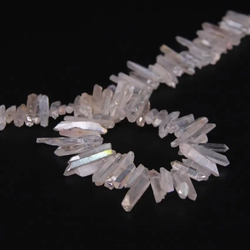 Бусины кварцевые с отверстием сверху и титановым кристаллом 15 5 дюйма | Украшения