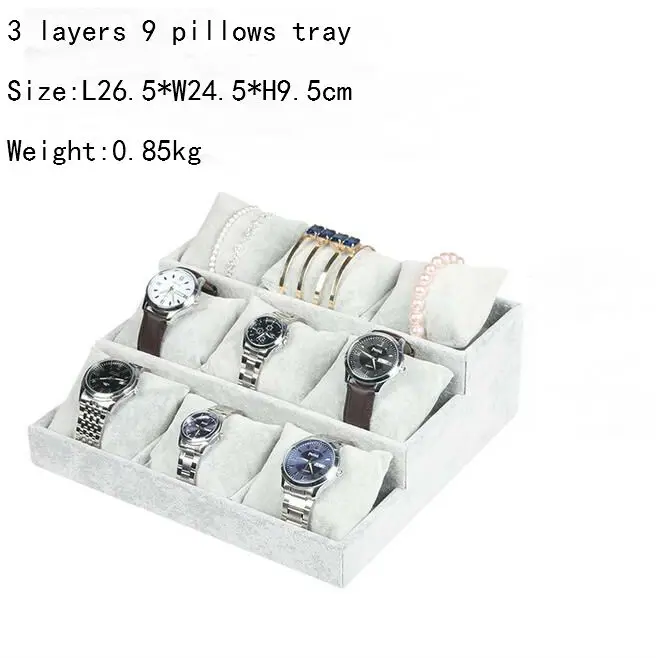 9 pillows tray Классические бархатные лотки для ювелирных украшений ювелирные изделия Органайзер для хранения ювелирных изделий Дисплей держатель, браслеты кольца серьги нефрит Pendan Box Дело - Цвет: 9 pillows tray