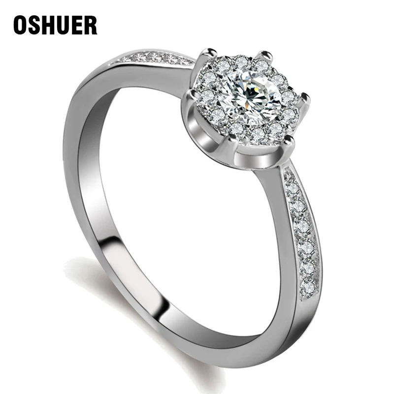 2018 New Fashion Jewelry AAA Zircon Round Wedding Engagement Rings For Women Wholesale Classic Bijoux Or Rose | Украшения и