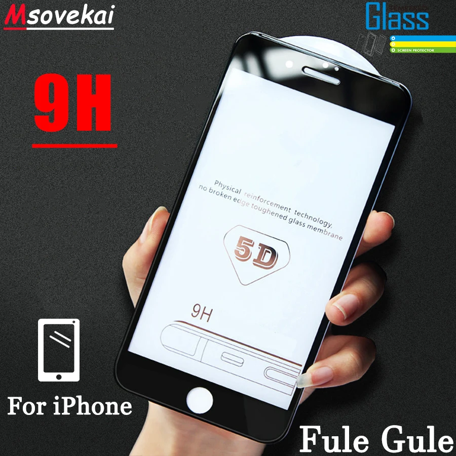 Закаленное стекло 9H 6D 9D 5D для iPhone 8 Plus Xs Max XR 7 6S полная защитная пленка