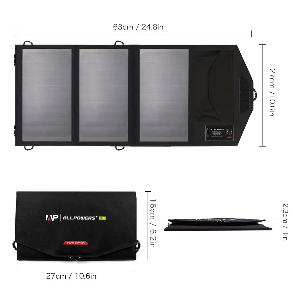 

ALLPOWERS Manufacture Solar Battery Charger Power Bank 10000mAh Portable 5V15W Dual USB Travel Outdoors Camping Solar Panel