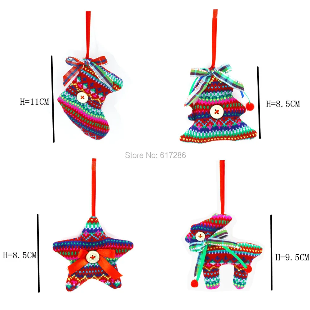 

8pcs/lot lovely handicraft Christmas tree ornaments with 4 Design Boots,Tree,Star,Reindeer