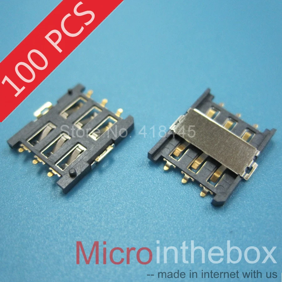 

100 шт. разъем Nano SIM компонентный женский 6-контактный держатель mini micro SIM