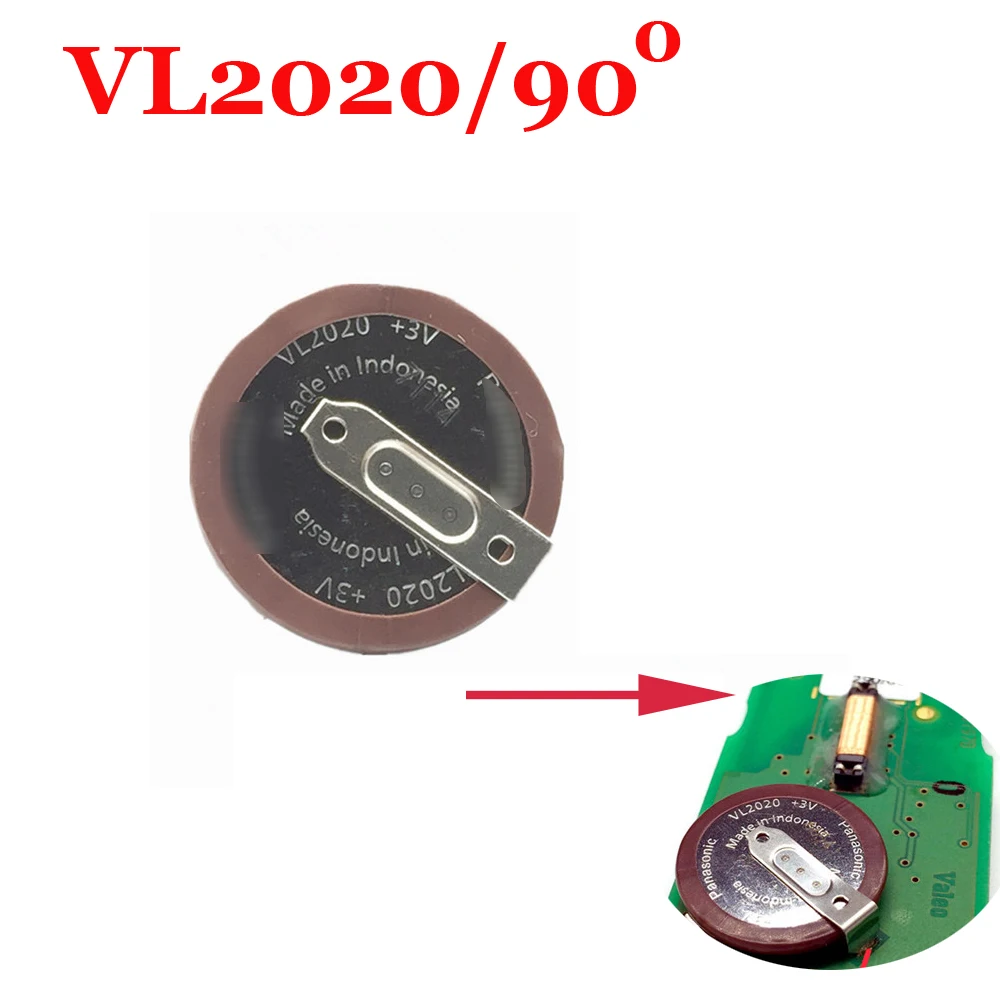 (5 шт./лот) VL2020 3V 20mAh Тип монеты перезаряжаемый 90 градусов филле литиевая Кнопка