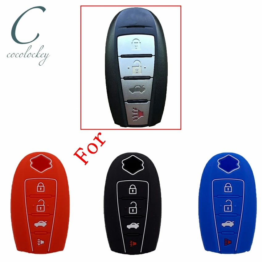 Cocolockey Key Cover Fob Car Key Case Shell for 2010 - 2012 suzuki kizashi 4Buttons Smart Key Silicone Key Cover Silica Gel