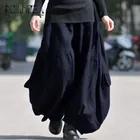 Брюки ZANZEA женские с эластичным поясом, модные штаны-фонарики с карманами, хлопково-льняные винтажные штаны в стиле Харадзюку, кофейного цвета, осень